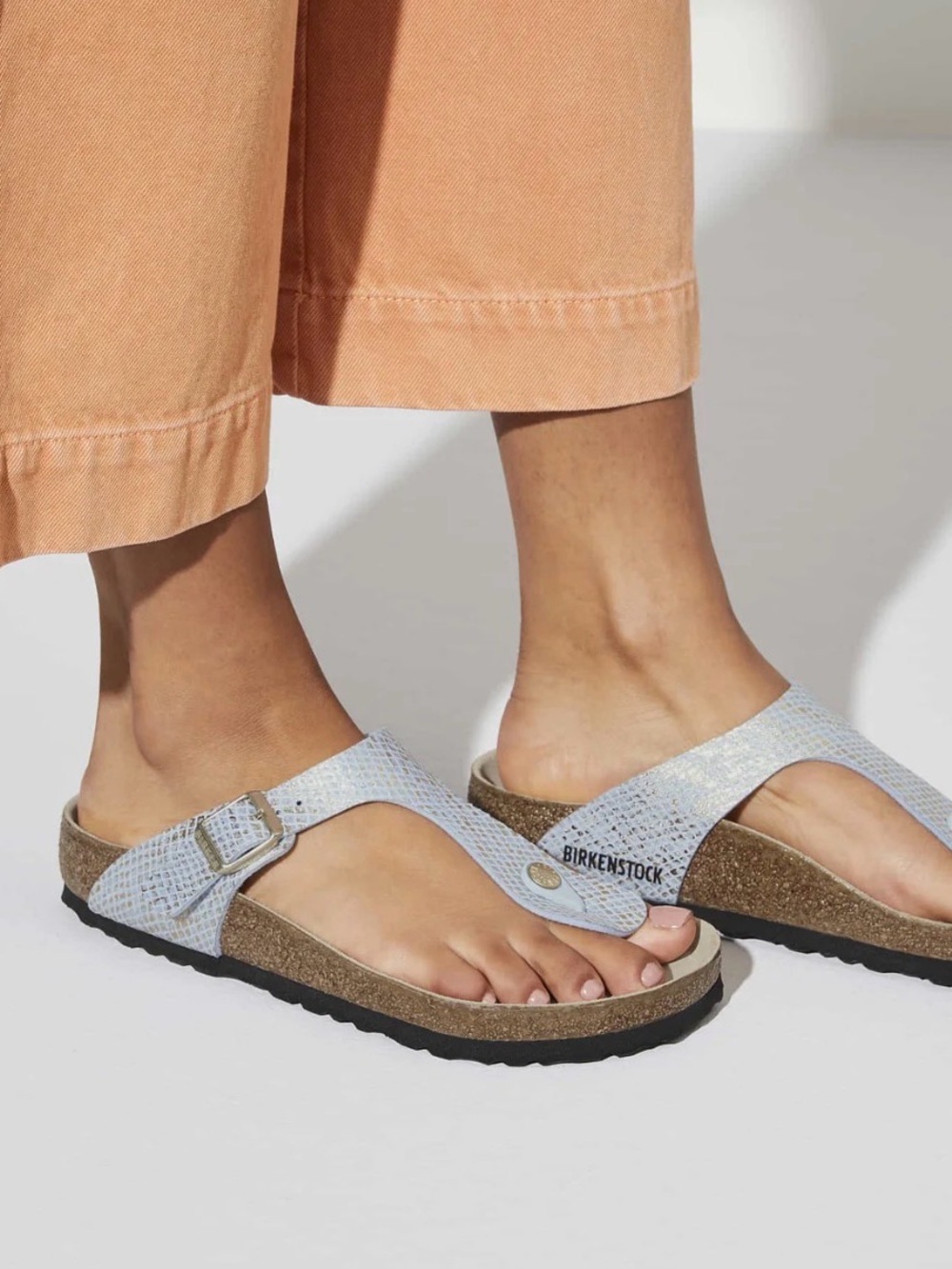 Birkenstock Gizeh Sandals in Shimmery Light Blue